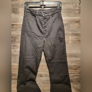 Express Women's Black Cropped Super High Rise  Jeans Size 6R Straight Leg